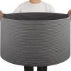 imageOIAHOMY 90L Large Blanket Basket with Handle Blanket Storage for Living Room 23quot x 23quot x 13quot Laundry Basket for Blankets Pillows Large Woven Rope Baskets for Kids Dogs Toys  BlackGrey