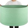 imageOIAHOMY 90L Large Blanket Basket with Handle Blanket Storage for Living Room 23quot x 23quot x 13quot Laundry Basket for Blankets Pillows Large Woven Rope Baskets for Kids Dogs Toys  BlackGreen