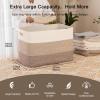 imageOIAHOMY 118L Extra Large Blanket Basket Rectangle Woven Cotton Rope Storage BasketUsed for storing Dirty Clothes Stuffed Animal Toy Storage for Living RoomKids Room25quot x 17quot x 16quot Gradient BrownGradient Brown
