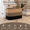 imageOIAHOMY 118L Extra Large Blanket Basket Rectangle Woven Cotton Rope Storage BasketUsed for storing Dirty Clothes Stuffed Animal Toy Storage for Living RoomKids Room25quot x 17quot x 16quot Gradient BrownBrown Black