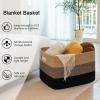 imageOIAHOMY 118L Extra Large Blanket Basket Rectangle Woven Cotton Rope Storage BasketUsed for storing Dirty Clothes Stuffed Animal Toy Storage for Living RoomKids Room25quot x 17quot x 16quot Gradient BrownBrown Black