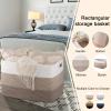 imageOIAHOMY 118L Extra Large Blanket Basket Rectangle Woven Cotton Rope Storage BasketUsed for storing Dirty Clothes Stuffed Animal Toy Storage for Living RoomKids Room25quot x 17quot x 16quot Gradient BrownGradient Brown