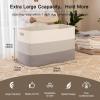 imageOIAHOMY 118L Extra Large Blanket Basket Rectangle Woven Cotton Rope Storage BasketUsed for storing Dirty Clothes Stuffed Animal Toy Storage for Living RoomKids Room25quot x 17quot x 16quot Gradient BrownGradient Grey