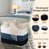 imageOIAHOMY 118L Extra Large Blanket Basket Rectangle Woven Cotton Rope Storage BasketUsed for storing Dirty Clothes Stuffed Animal Toy Storage for Living RoomKids Room25quot x 17quot x 16quot Gradient BrownGradient Blue