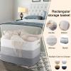 imageOIAHOMY 118L Extra Large Blanket Basket Rectangle Woven Cotton Rope Storage BasketUsed for storing Dirty Clothes Stuffed Animal Toy Storage for Living RoomKids Room25quot x 17quot x 16quot Gradient BrownGradient Grey