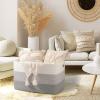 imageOIAHOMY 118L Extra Large Blanket Basket Rectangle Woven Cotton Rope Storage BasketUsed for storing Dirty Clothes Stuffed Animal Toy Storage for Living RoomKids Room25quot x 17quot x 16quot Gradient BrownGradient Grey
