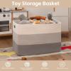 imageOIAHOMY 118L Extra Large Blanket Basket Rectangle Woven Cotton Rope Storage BasketUsed for storing Dirty Clothes Stuffed Animal Toy Storage for Living RoomKids Room25quot x 17quot x 16quot Gradient BrownGradient Grey