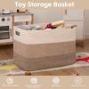 imageOIAHOMY 118L Extra Large Blanket Basket Rectangle Woven Cotton Rope Storage BasketUsed for storing Dirty Clothes Stuffed Animal Toy Storage for Living RoomKids Room25quot x 17quot x 16quot Gradient BrownGradient Brown