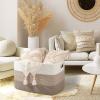 imageOIAHOMY 118L Extra Large Blanket Basket Rectangle Woven Cotton Rope Storage BasketUsed for storing Dirty Clothes Stuffed Animal Toy Storage for Living RoomKids Room25quot x 17quot x 16quot Gradient BrownGradient Brown