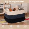 imageOIAHOMY 118L Extra Large Blanket Basket Rectangle Woven Cotton Rope Storage BasketUsed for storing Dirty Clothes Stuffed Animal Toy Storage for Living RoomKids Room25quot x 17quot x 16quot Gradient BrownGradient Blue