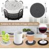 imageOIAHOMY 8 Pcs Coasters with Holder Coasters for Drinks Woven Cotton Absorbent Coaster Set for Kinds of Cups Housewarming Gifts for Home Decor YellowBlack