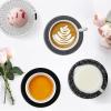 imageOIAHOMY 8 Pcs Coasters with Holder Coasters for Drinks Woven Cotton Absorbent Coaster Set for Kinds of Cups Housewarming Gifts for Home Decor YellowBlack
