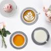 imageOIAHOMY 8 Pcs Coasters with Holder Coasters for Drinks Woven Cotton Absorbent Coaster Set for Kinds of Cups Housewarming Gifts for Home Decor YellowGray