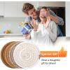 imageOIAHOMY 8 Pcs Coasters with Holder Coasters for Drinks Woven Cotton Absorbent Coaster Set for Kinds of Cups Housewarming Gifts for Home Decor YellowYellow