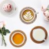 imageOIAHOMY 8 Pcs Coasters with Holder Coasters for Drinks Woven Cotton Absorbent Coaster Set for Kinds of Cups Housewarming Gifts for Home Decor YellowYellow