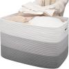 imageOIAHOMY 118L Extra Large Blanket Basket Rectangle Woven Cotton Rope Storage BasketUsed for storing Dirty Clothes Stuffed Animal Toy Storage for Living RoomKids Room25quot x 17quot x 16quot Gradient BrownGradient Grey