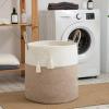 imageOIAHOMY 100L Laundry Hamper Dirty Clothes Hamper for Bedroom Collapsible Laundry Basket Large Blanket BasketNursery Hamper with Handle Blanket Storage for Living Room185x21inchesGradient BrownBrownWhite