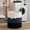 imageOIAHOMY 100L Laundry Hamper Dirty Clothes Hamper for Bedroom Collapsible Laundry Basket Large Blanket BasketNursery Hamper with Handle Blanket Storage for Living Room185x21inchesGradient BrownGradient Blue