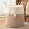 imageOIAHOMY 100L Laundry Hamper Dirty Clothes Hamper for Bedroom Collapsible Laundry Basket Large Blanket BasketNursery Hamper with Handle Blanket Storage for Living Room185x21inchesGradient BrownBrownWhite
