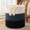 imageOIAHOMY 100L Laundry Hamper Dirty Clothes Hamper for Bedroom Collapsible Laundry Basket Large Blanket BasketNursery Hamper with Handle Blanket Storage for Living Room185x21inchesGradient BrownGradient Blue