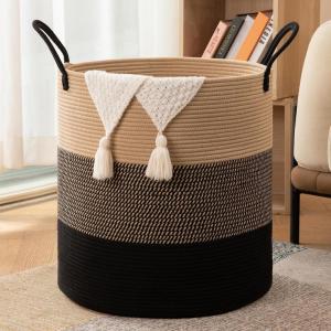 imageOIAHOMY 100L Laundry Hamper Dirty Clothes Hamper for Bedroom Collapsible Laundry Basket Large Blanket BasketNursery Hamper with Handle Blanket Storage for Living Room185x21inchesGradient BrownYellow  Black