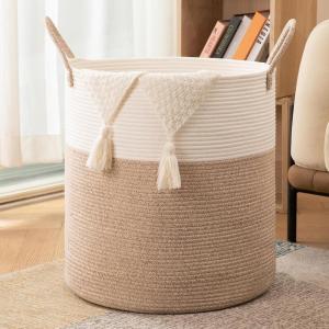 imageOIAHOMY 100L Laundry Hamper Dirty Clothes Hamper for Bedroom Collapsible Laundry Basket Large Blanket BasketNursery Hamper with Handle Blanket Storage for Living Room185x21inchesGradient BrownBrownWhite