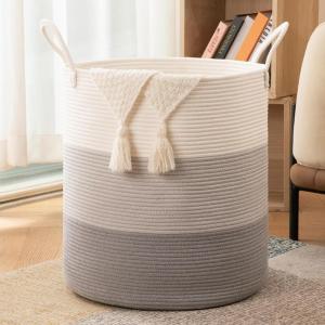 imageOIAHOMY 100L Laundry Hamper Dirty Clothes Hamper for Bedroom Collapsible Laundry Basket Large Blanket BasketNursery Hamper with Handle Blanket Storage for Living Room185x21inchesGradient BrownGradient Grey