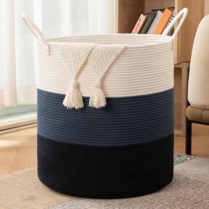 imageOIAHOMY 100L Laundry Hamper Dirty Clothes Hamper for Bedroom Collapsible Laundry Basket Large Blanket BasketNursery Hamper with Handle Blanket Storage for Living Room185x21inchesGradient BrownGradient Blue