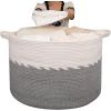 imageOIAHOMY 125L Extra Large Blanket Basket 25quot x 16quot Jumbo Laundry Hamper Cotton Rope Basket with Handles for Living RoomBaby Toy Storage Bins BrownGrey