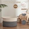 imageOIAHOMY 125L Extra Large Blanket Basket 25quot x 16quot Jumbo Laundry Hamper Cotton Rope Basket with Handles for Living RoomBaby Toy Storage Bins BrownBlack