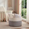 imageOIAHOMY 125L Extra Large Blanket Basket 25quot x 16quot Jumbo Laundry Hamper Cotton Rope Basket with Handles for Living RoomBaby Toy Storage Bins BrownGrey