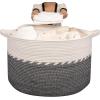 imageOIAHOMY 125L Extra Large Blanket Basket 25quot x 16quot Jumbo Laundry Hamper Cotton Rope Basket with Handles for Living RoomBaby Toy Storage Bins BrownBlack