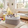 imageOIAHOMY 75L Large Blanket Basket 22x17x12 Rectangle Woven Baskets For Storage Nursery Blanket Storage Living Room Toy Box With Long HandleGradient Brown With WhiteBrown With White