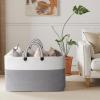 imageOIAHOMY 75L Large Blanket Basket 22x17x12 Rectangle Woven Baskets For Storage Nursery Blanket Storage Living Room Toy Box With Long HandleGradient Brown With WhiteGrey With White