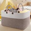 imageOIAHOMY 75L Large Blanket Basket 22x17x12 Rectangle Woven Baskets For Storage Nursery Blanket Storage Living Room Toy Box With Long HandleGradient Brown With WhiteBrown With White