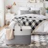imageOIAHOMY 75L Large Blanket Basket 22x17x12 Rectangle Woven Baskets For Storage Nursery Blanket Storage Living Room Toy Box With Long HandleGradient Brown With WhiteGrey With White