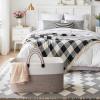 imageOIAHOMY 75L Large Blanket Basket 22x17x12 Rectangle Woven Baskets For Storage Nursery Blanket Storage Living Room Toy Box With Long HandleGradient Brown With WhiteBrown With White