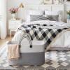 imageOIAHOMY 75L Large Blanket Basket 22x17x12 Rectangle Woven Baskets For Storage Nursery Blanket Storage Living Room Toy Box With Long HandleGradient Brown With WhiteGrey With White