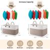 imageOIAHOMY 75L Large Blanket Basket 22x17x12 Rectangle Woven Baskets For Storage Nursery Blanket Storage Living Room Toy Box With Long HandleGradient Brown With WhiteBrown With White