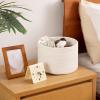 imageOIAHOMY Small Storage Baskets for OrganizingCloset Cube Shelf Storage 989871 Woven Cotton Rope Gift Baskets for NurseryCute Dog Toy bins Round 3 Packs WhiteWhite