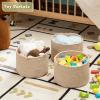 imageOIAHOMY Small Storage Baskets for OrganizingCloset Cube Shelf Storage 989871 Woven Cotton Rope Gift Baskets for NurseryCute Dog Toy bins Round 3 Packs WhiteBrown