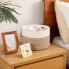imageOIAHOMY Small Storage Baskets for OrganizingCloset Cube Shelf Storage 989871 Woven Cotton Rope Gift Baskets for NurseryCute Dog Toy bins Round 3 Packs WhiteWhite  Brown