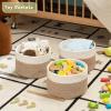 imageOIAHOMY Small Storage Baskets for OrganizingCloset Cube Shelf Storage 989871 Woven Cotton Rope Gift Baskets for NurseryCute Dog Toy bins Round 3 Packs WhiteWhite  Brown