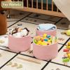imageOIAHOMY Small Storage Baskets for OrganizingCloset Cube Shelf Storage 989871 Woven Cotton Rope Gift Baskets for NurseryCute Dog Toy bins Round 3 Packs WhitePink