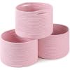 imageOIAHOMY Small Storage Baskets for OrganizingCloset Cube Shelf Storage 989871 Woven Cotton Rope Gift Baskets for NurseryCute Dog Toy bins Round 3 Packs WhitePink