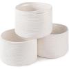 imageOIAHOMY Small Storage Baskets for OrganizingCloset Cube Shelf Storage 989871 Woven Cotton Rope Gift Baskets for NurseryCute Dog Toy bins Round 3 Packs WhiteWhite