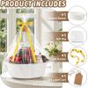 imageOIAHOMY Small Woven Basket with Gift Bags Ribbons ampamp DIY Label Card Baskets for Gifts Empty Small Rope Basket 12  8  5IN Cute Decorative baskets with Handles for Baby Pets Toys GreenWhite