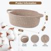 imageOIAHOMY Small Woven Basket with Gift Bags Ribbons ampamp DIY Label Card Baskets for Gifts Empty Small Rope Basket 12  8  5IN Cute Decorative baskets with Handles for Baby Pets Toys GreenBrown