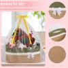 imageOIAHOMY Christmas Basket with Gift Bags and Ribbons Woven Storage Basket for Decorations Nursery Pets  GreenLight Green  Yellow