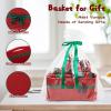 imageOIAHOMY Christmas Basket with Gift Bags and Ribbons Woven Storage Basket for Decorations Nursery Pets  GreenRed  Green Bow